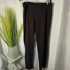 Eileen Fisher Women’s L Brown Pull On Ankle Pants No Pockets Mid Rise Stretch